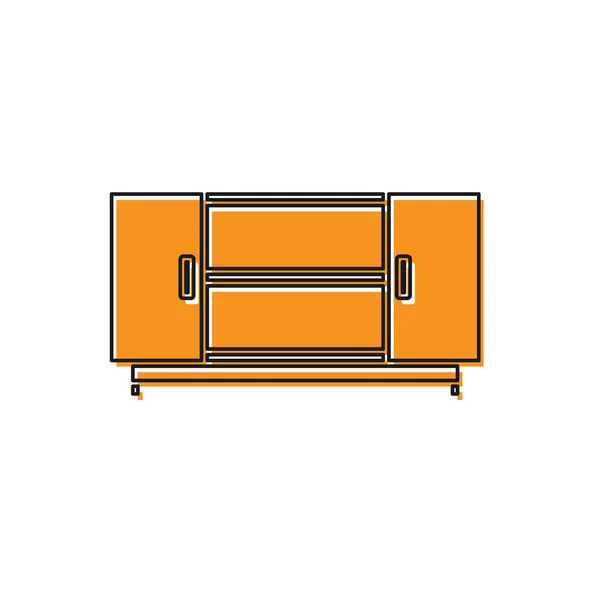 Ikon berdiri Orange TV terisolasi pada latar belakang putih. Ilustrasi Vektor - Stok Vektor