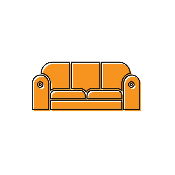 Oranžová pohovka, ikona izolovaná na bílém pozadí. Vektorová ilustrace — Stockový vektor