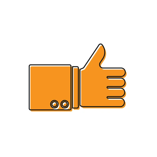 Orange Hand thumb up icon isolated on white background. Vector Illustration — 스톡 벡터