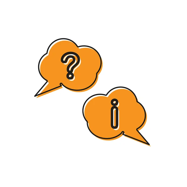 Orange Speech bubbles with Question and Exclamation icon isolated on white background. FAQ sign. Copy files, chat speech bubble and chart. Vector Illustration — Stock Vector
