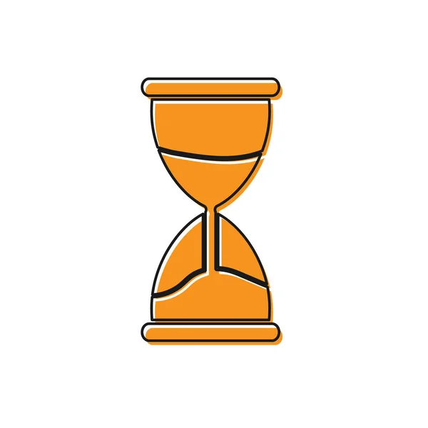 Vieil sablier orange avec icône de sable coulant isolé sur fond blanc. Sable horloge signe. Concept de gestion des affaires et du temps. Illustration vectorielle — Image vectorielle