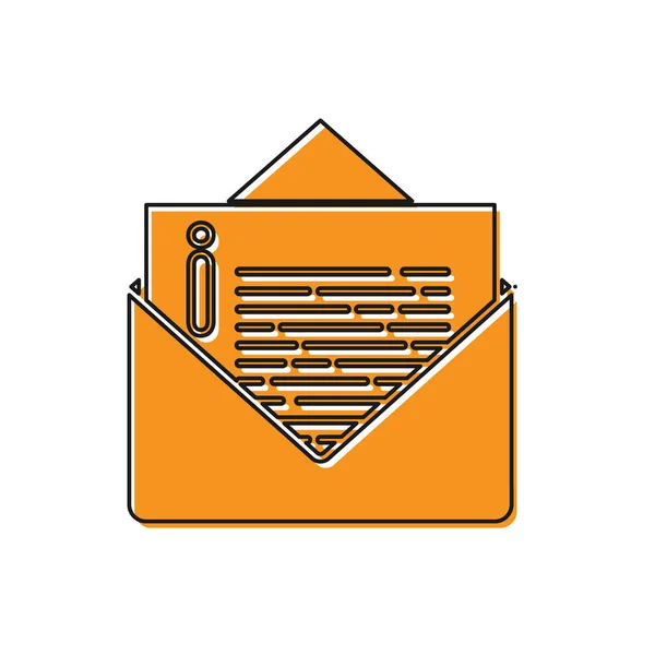 흰색 배경에 격리 된 주황색 봉투 아이콘입니다. 전자 메일 메시지 문자 기호입니다. 벡터 일러스트레이션 — 스톡 벡터