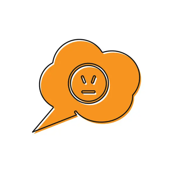 Bulle de parole orange avec icône sourire en colère isolée sur fond blanc. Visage émoticône. Illustration vectorielle — Image vectorielle