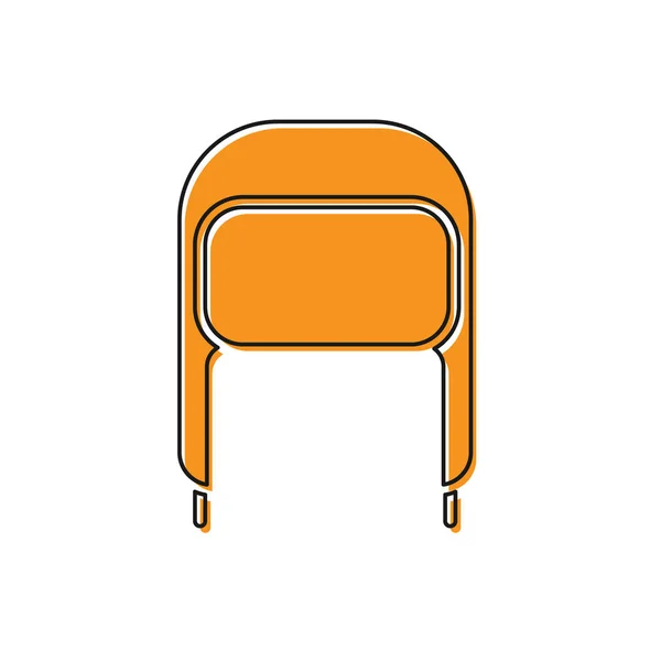Pomarańczowy czapka zimowa z nausznikami ikona izolowane na białym tle. Ilustracja wektora — Wektor stockowy