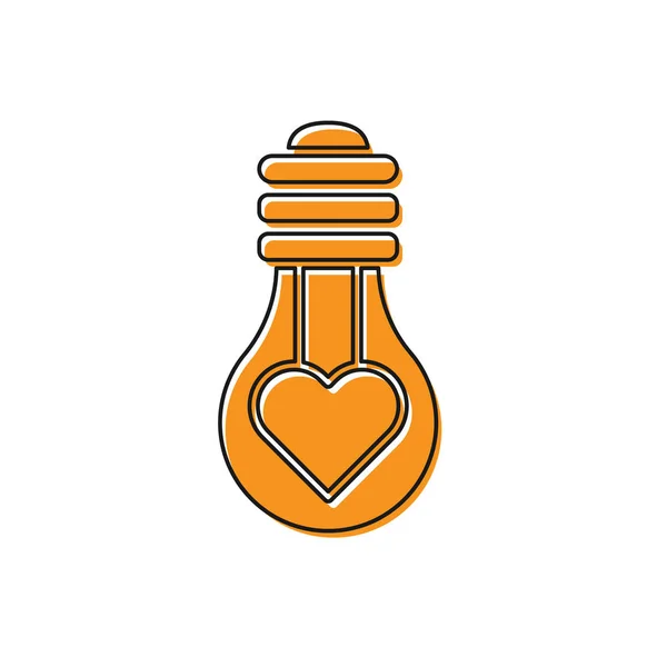 Coeur orange en forme d'ampoule isolée sur fond blanc. Symbole d'amour. Symbole de la Saint Valentin. Illustration vectorielle — Image vectorielle