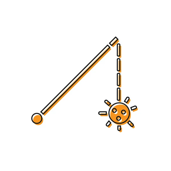 Icona a mazza incatenata medievale arancione isolata su sfondo bianco. Arma medievale. Illustrazione vettoriale — Vettoriale Stock