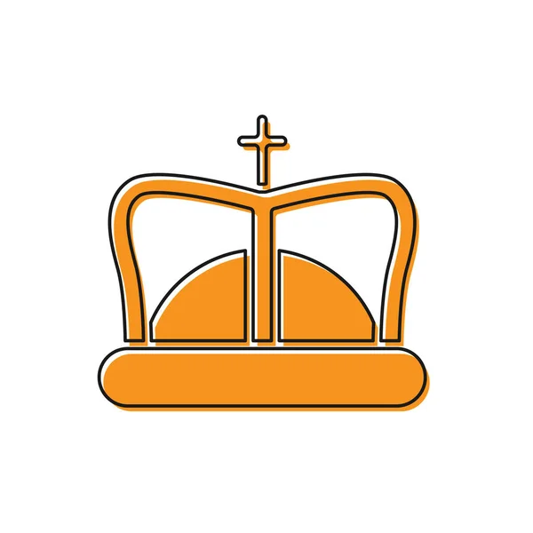 Oranje Koning kroon pictogram geïsoleerd op witte achtergrond. Vector Illustratie — Stockvector