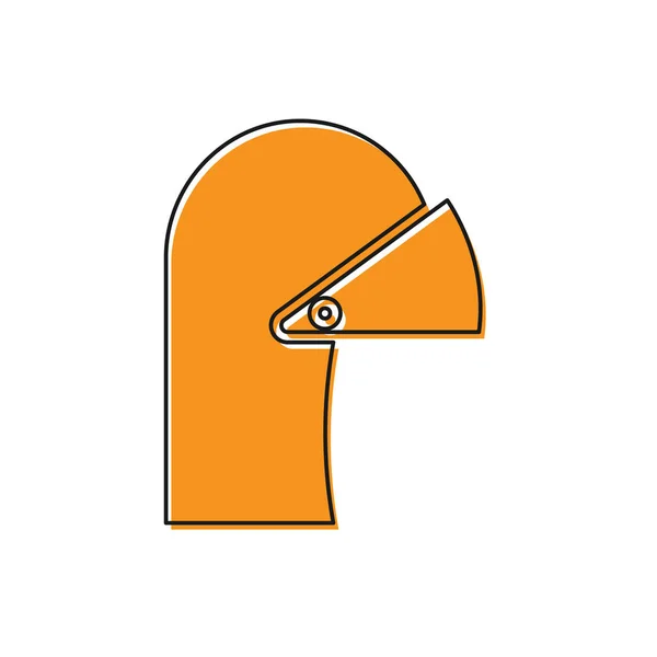 Casco in ferro arancione medievale per icona di protezione della testa isolato su sfondo bianco. Illustrazione vettoriale — Vettoriale Stock