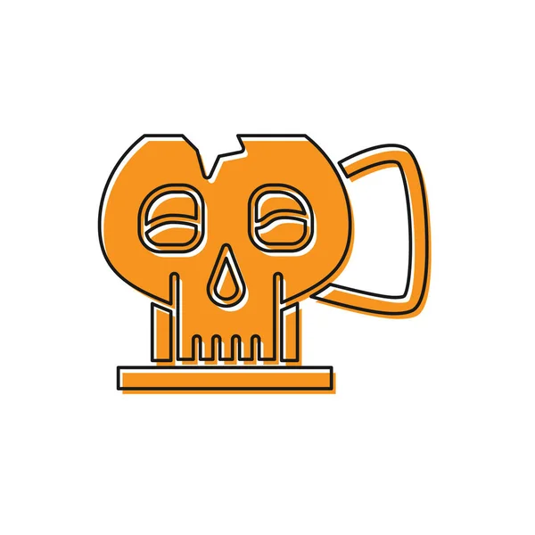 Orangefarbene Tasse aus dem Totenkopf-Symbol auf weißem Hintergrund. Vektorillustration — Stockvektor