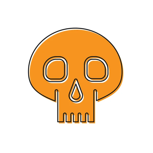 Orangefarbenes Totenkopf-Symbol auf weißem Hintergrund. Vektorillustration — Stockvektor