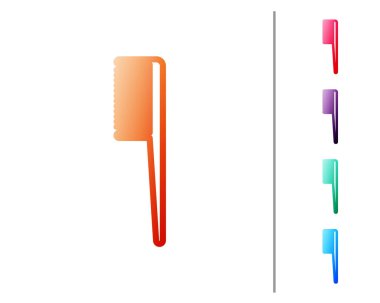 Kırmızı çizgi saç fırçası simgesi beyaz arkaplanda izole edildi. Taraklı saç işareti. Berber sembolü. Renk simgelerini ayarla. Vektör İllüstrasyonu