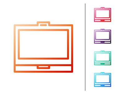 Beyaz zemin üzerinde ayna simgesi olan kırmızı çizgi makyaj tozu. Renk simgelerini ayarla. Vektör İllüstrasyonu
