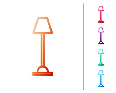 Kırmızı çizgi yer lambası simgesi beyaz arkaplanda izole edildi. Renk simgelerini ayarla. Vektör İllüstrasyonu