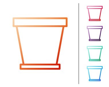 Kırmızı çizgi çiçek saksısı simgesi beyaz arkaplanda izole edildi. Renk simgelerini ayarla. Vektör İllüstrasyonu