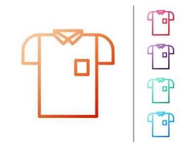 Kırmızı çizgili Polo tişört simgesi beyaz arkaplanda izole edildi. Renk simgelerini ayarla. Vektör İllüstrasyonu