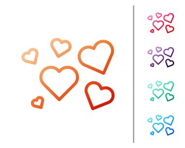 Kırmızı çizgi kalp simgesi beyaz arkaplanda izole edildi. Romantik sembol, bağlanma, tutku ve düğün. Sevgililer Günü sembolü. Renk simgelerini ayarla. Vektör İllüstrasyonu