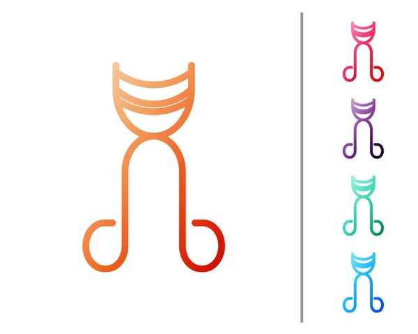 Red line Eyelash curler icon isolated on white background. Makeup tool sign. Set color icons. Vector Illustration — 스톡 벡터