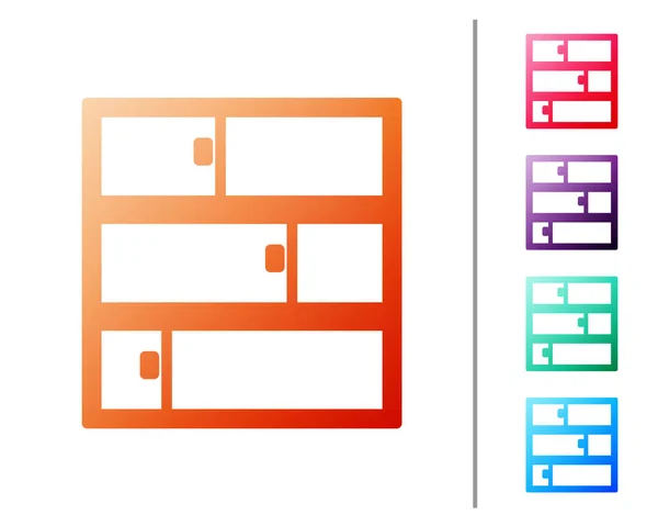 Ícone de prateleira linha vermelha isolado no fundo branco. Sinal de prateleiras. Definir ícones de cor. Ilustração vetorial —  Vetores de Stock