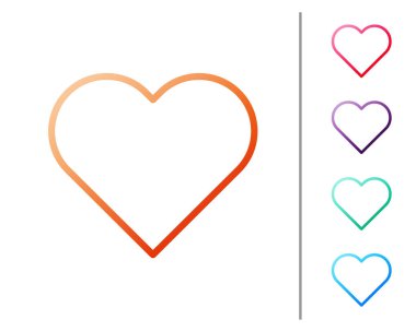 Kırmızı çizgi kalp simgesi beyaz arkaplanda izole edildi. Romantik sembol, bağlanma, tutku ve düğün. Sevgililer Günü sembolü. Renk simgelerini ayarla. Vektör İllüstrasyonu