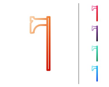 Kırmızı çizgi Ortaçağ balta simgesi beyaz arka planda izole edildi. Savaş baltası, cellat baltası. Ortaçağ silahı. Renk simgelerini ayarla. Vektör İllüstrasyonu