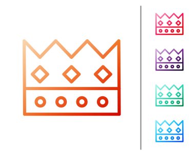 Kırmızı çizgi King Crown simgesi beyaz arkaplanda izole edildi. Renk simgelerini ayarla. Vektör İllüstrasyonu