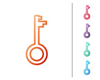 Kırmızı çizgi Beyaz arkaplanda eski anahtar simgesi izole edildi. Renk simgelerini ayarla. Vektör İllüstrasyonu