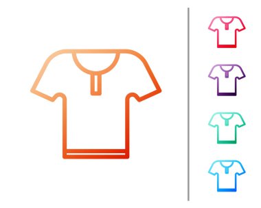 Kırmızı çizgi vücut zırhı simgesi beyaz arkaplanda izole edildi. Renk simgelerini ayarla. Vektör İllüstrasyonu