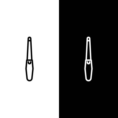 Siyah ve beyaz arkaplanda tırnak dosya simgesini ayarla. Manikür aleti. Vektör İllüstrasyonu