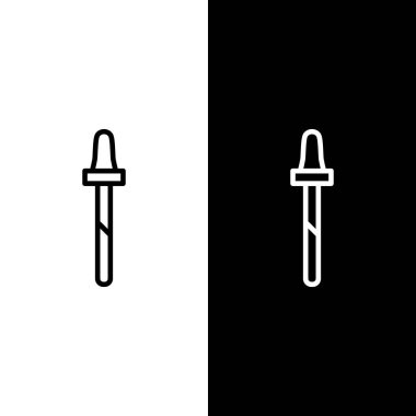 Pipette simgesini siyah beyaz arkaplanda ayır. Tıbbi, kozmetik, kimya laboratuvarı ekipmanları. Vektör İllüstrasyonu