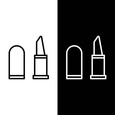 Çizgi ruj simgesini siyah ve beyaz arkaplanda izole et. Vektör İllüstrasyonu