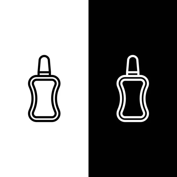 Definir linha Ícone de garrafa de verniz prego isolado em fundo preto e branco. Ilustração vetorial —  Vetores de Stock