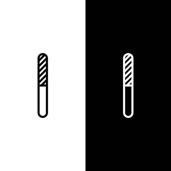 Définir la ligne Icône de fichier ongle isolé sur fond noir et blanc. Outil de manucure. Illustration vectorielle — Image vectorielle