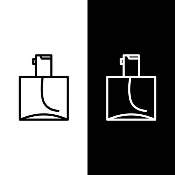 Définir l'icône de parfum ligne isolé sur fond noir et blanc. Illustration vectorielle — Image vectorielle