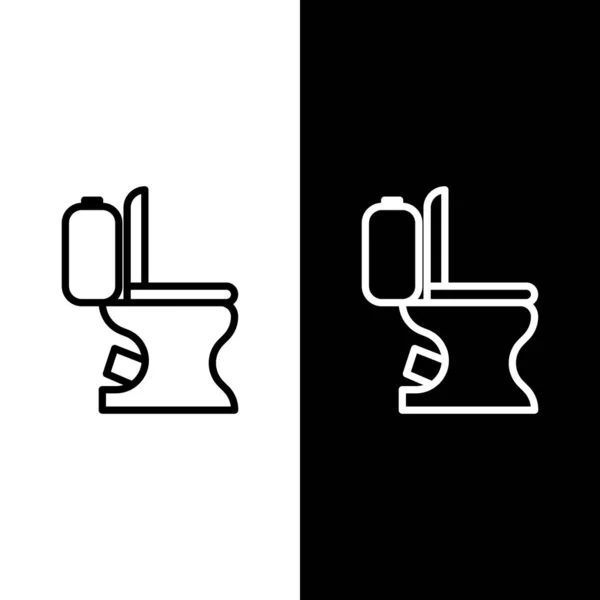 Set line Toilet bowl icon isolated on black and white background. Vector Illustration — Stock Vector