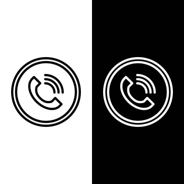 Telefon arama simgesini siyah beyaz arkaplanda ayır. Vektör İllüstrasyonu