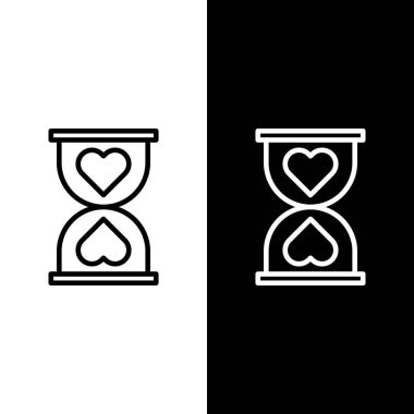 Set line Heart in the center old hourglass icon isolated on black and white background. Valentines day. Vector Illustration vector Set line Heart in the center old hourglass icon isolated on black and white background. Valentines day. Vector Illustration vector
