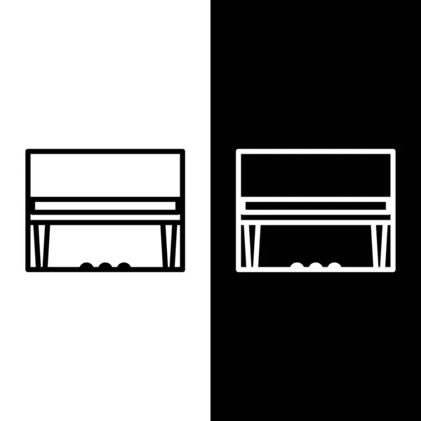 Állítsa be a vonal Grand zongora ikon elszigetelt fekete-fehér háttérrel. Hangszer. Vektorillusztráció — Stock Vector