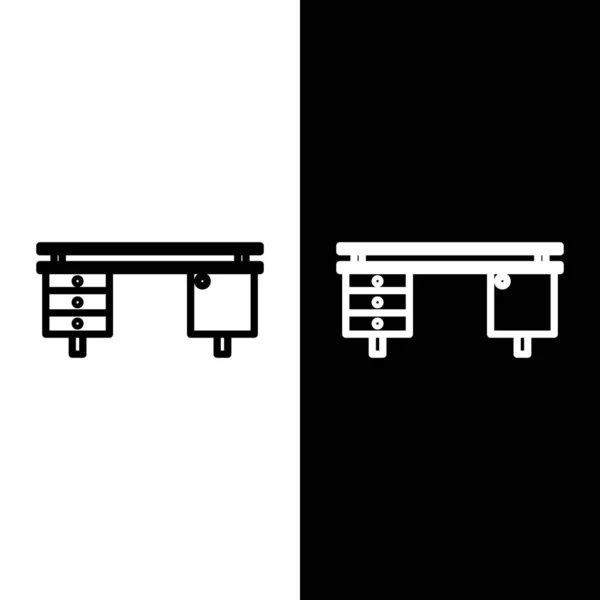 Установите значок рабочего стола, выделенный на черно-белом фоне. Векторная миграция — стоковый вектор