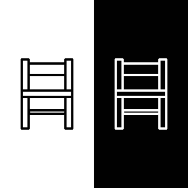 Définir la ligne Icône de chaise isolé sur fond noir et blanc. Illustration vectorielle — Image vectorielle