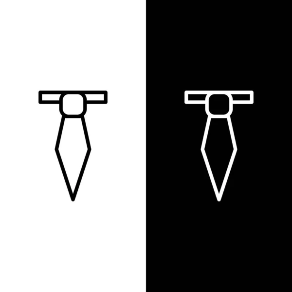 Définir la ligne Icône de cravate isolé sur fond noir et blanc. Cravate et cravate symbole. Illustration vectorielle — Image vectorielle