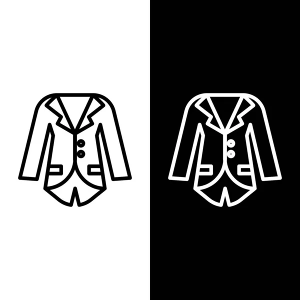 Set line Blazer or jacket icon isolated on black and white background. Vector Illustration — 스톡 벡터