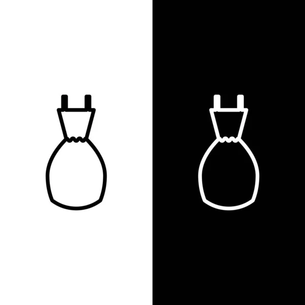Set line ícone vestido de mulher isolado no fundo preto e branco. Sinal de roupa. Ilustração vetorial —  Vetores de Stock