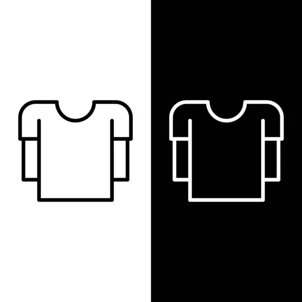 Ställ in linje Lång ärm skjorta ikon isolerad på svart och vit bakgrund. Vektor Illustration — Stock vektor