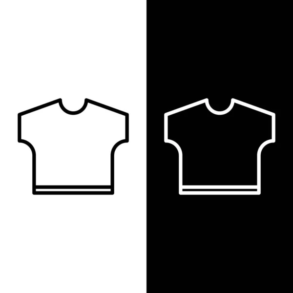 Establecer línea T-shirt icono aislado sobre fondo blanco y negro. Ilustración vectorial — Vector de stock