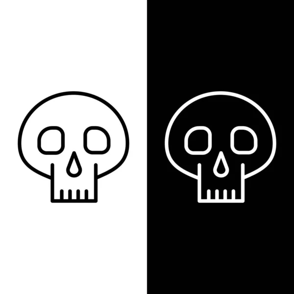 Establecer línea Icono de cráneo aislado sobre fondo blanco y negro. Ilustración vectorial — Archivo Imágenes Vectoriales