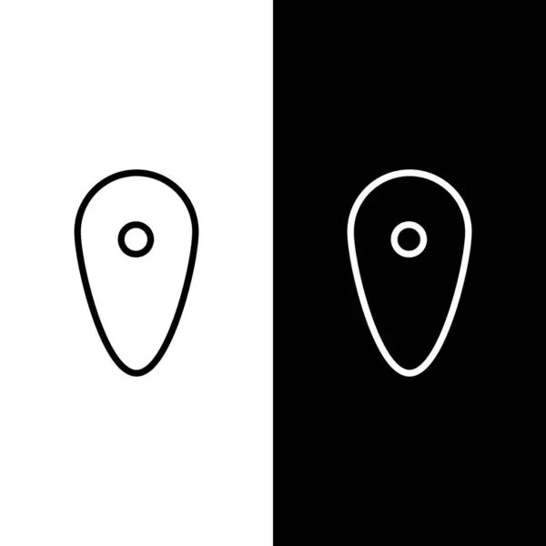 Définir l'icône Bouclier de ligne isolé sur fond noir et blanc. Panneau de garde. Sécurité, sûreté, protection, concept de vie privée. Illustration vectorielle — Image vectorielle