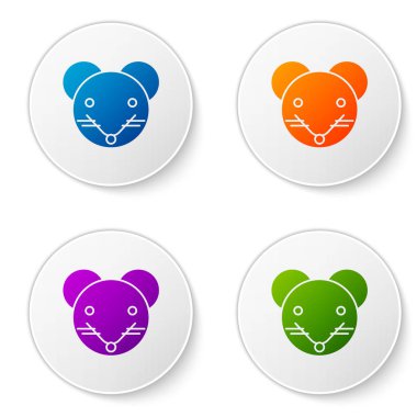 Renkli Fare burç simgesi beyaz arkaplanda izole edildi. Astrolojik yıldız falı koleksiyonu. Simgeleri daire düğmelerine ayır. Vektör İllüstrasyonu