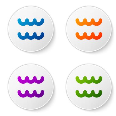 Renkli Kova burcu simgesi beyaz arkaplanda izole edilmiş. Astrolojik yıldız falı koleksiyonu. Simgeleri daire düğmelerine ayır. Vektör İllüstrasyonu