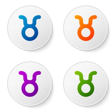 Boğa burcu simgesi beyaz arkaplanda izole edilmiş. Astrolojik yıldız falı koleksiyonu. Simgeleri daire düğmelerine ayır. Vektör İllüstrasyonu