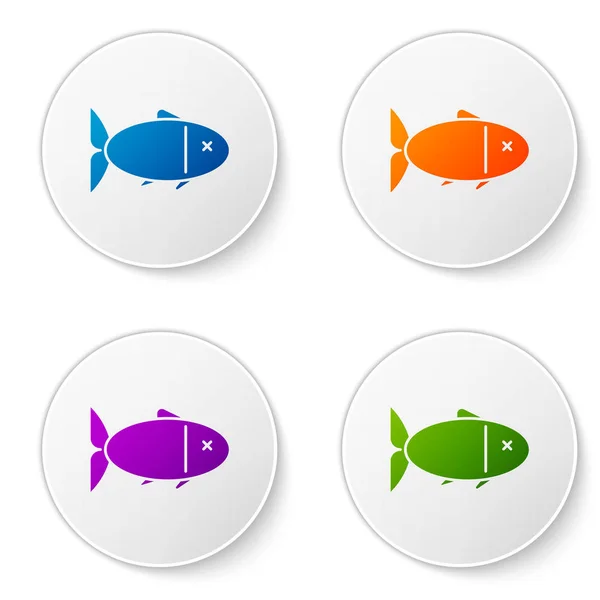Color Fish icon isolated on white background. Set icons in circle buttons. Vector Illustration — Stock Vector